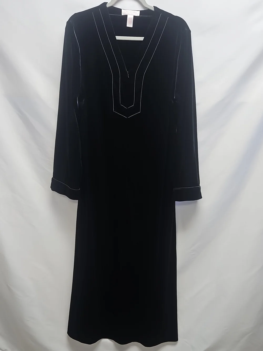 Oscar de la Renta Pink Label Black Velvet Maxi Dress Womens L Long Sleeve Lounge
